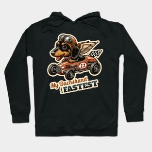 Car racer Dachshund. Hoodie